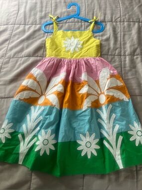 Mini Boden Yellow Bodice Multi-Color Floral Panel Sundress
